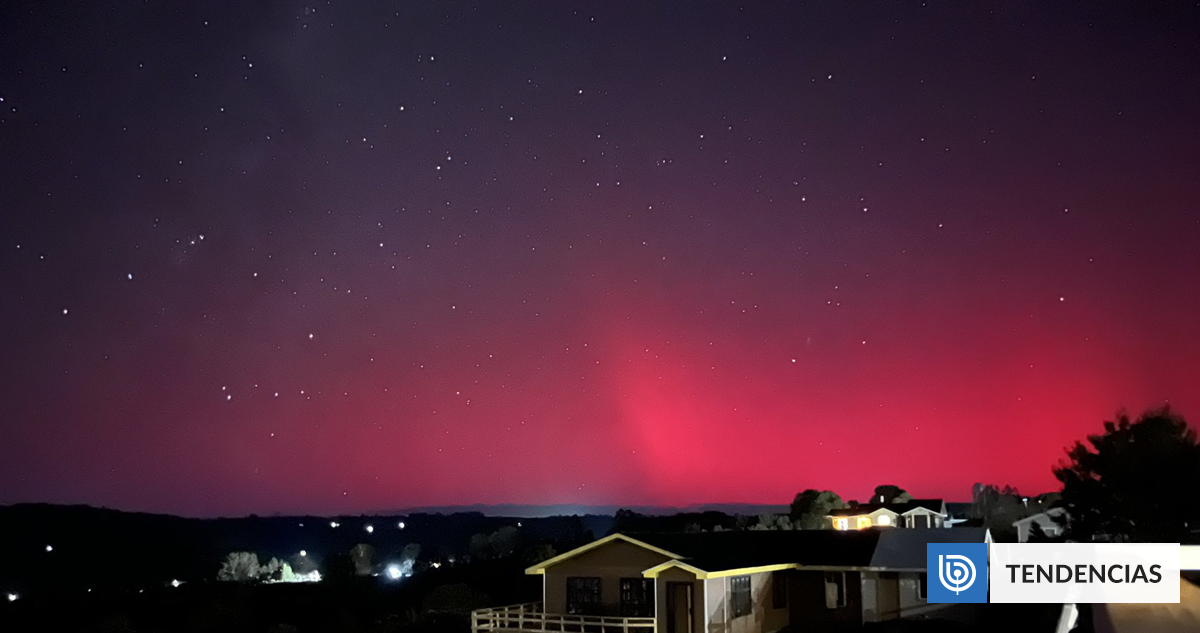 Auroras australes causadas por tormenta solar maravillan al sur de Chile