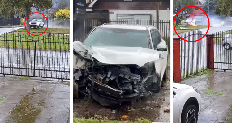 Cámara capta violento choque de auto contra árbol en Valdivia: conductor iba a exceso de velocidad