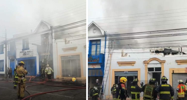 Voraz incendio destruye locales comerciales, un laboratorio y una vivienda en centro de Temuco