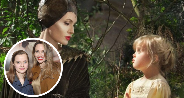 Vivienne Jolie junto a Angelina Jolie en Malefica y foto de redes sociales