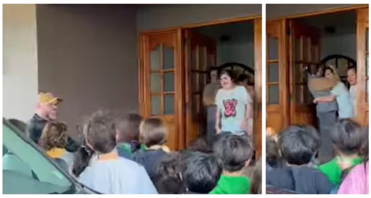 5to Básico de Chillán emociona a internet: Niña faltó en su cumpleaños y fueron a cantarle a su casa