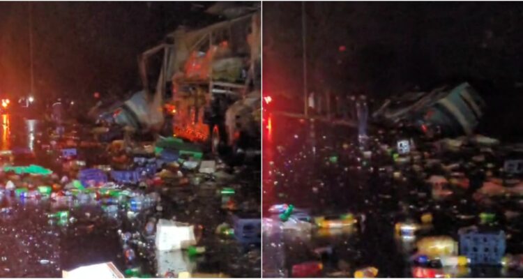 Un muerto deja grave accidente entre un bus y un camión con bebidas en la Ruta 5 altura Lontué