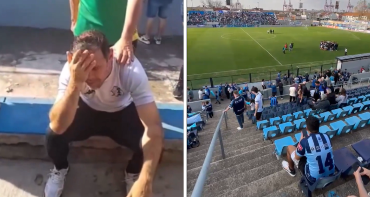 Vergüenza en la B de Argentina: DT de Aldosivi alcanzado por bomba de estruendo y suspenden partido