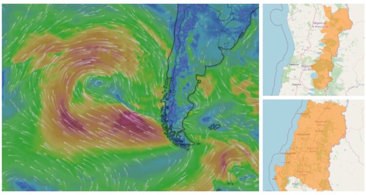 La DMC emitió varias alertas debido al ciclón que se acerca a las costas ce Chile, destacando tormentas eléctricas, vientos y lluvias.