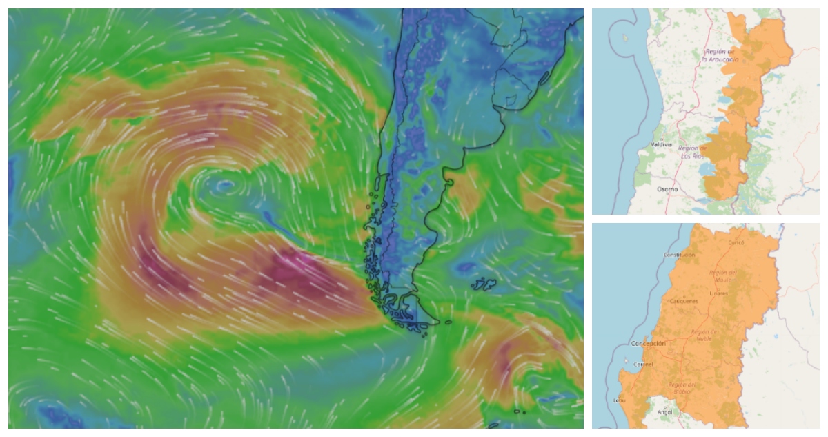 La DMC emitió varias alertas debido al ciclón que se acerca a las costas ce Chile, destacando tormentas eléctricas, vientos y lluvias.