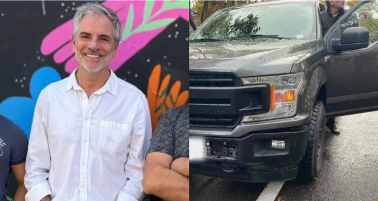 Álvaro Rudolphy y de camioneta chocada