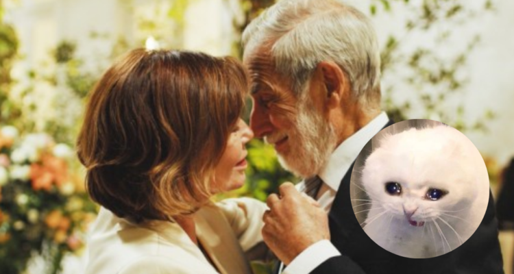 Escena de “Como la vida misma” de Mega y meme de gato llorando