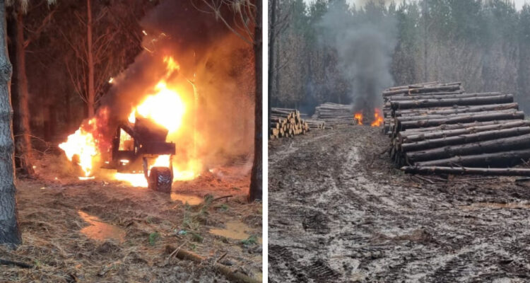 imágenes del ataque incendiario en lautaro