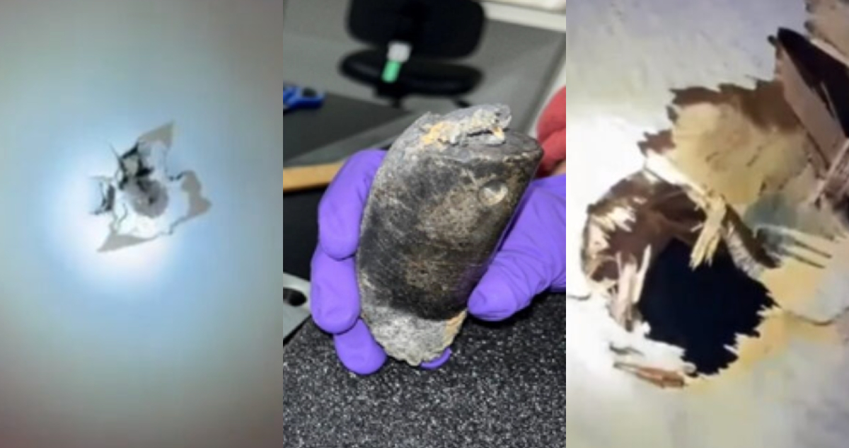 Daños que dejó el fragmento de basura espacial de la NASA que impactó una casa en Florida