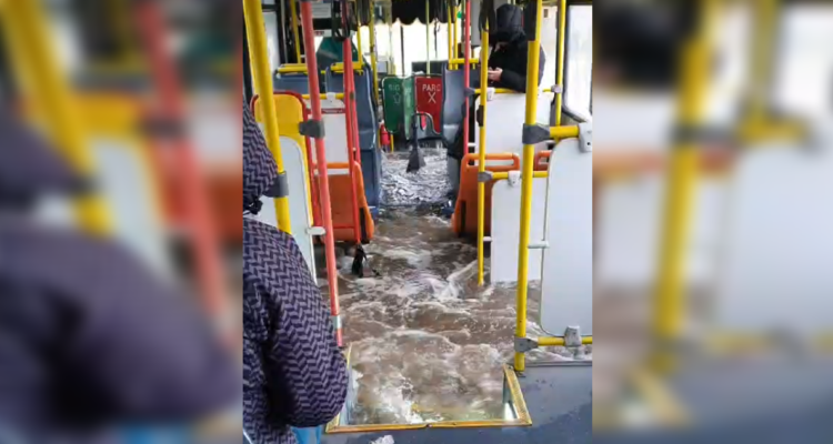 El “bus piscina”: recorrido RED se inundó en medio de las intensas lluvias en la RM