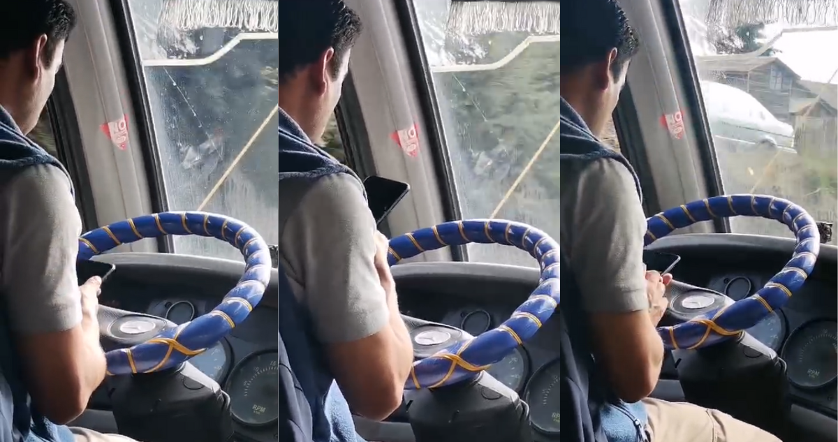 Soltando volante a alta velocidad: captan a chofer usando su celular mientras conducía en Concepción