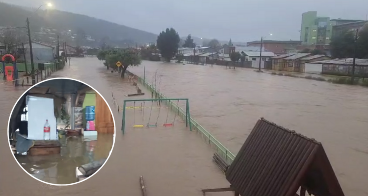 Desolador: video muestra a vecinos de Curanilahue con medio cuerpo bajo el agua dentro de sus casas