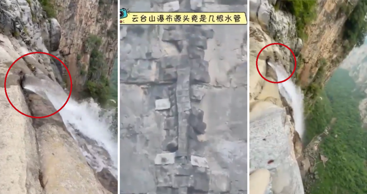 ¿Una estafa? Turista revela que la ‘cascada más alta de China’ utiliza tuberías para mantener su flujo