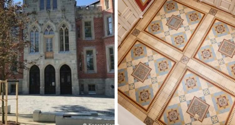 Castillo Ketschendorf con baldosas córdova chilenas en Alemania