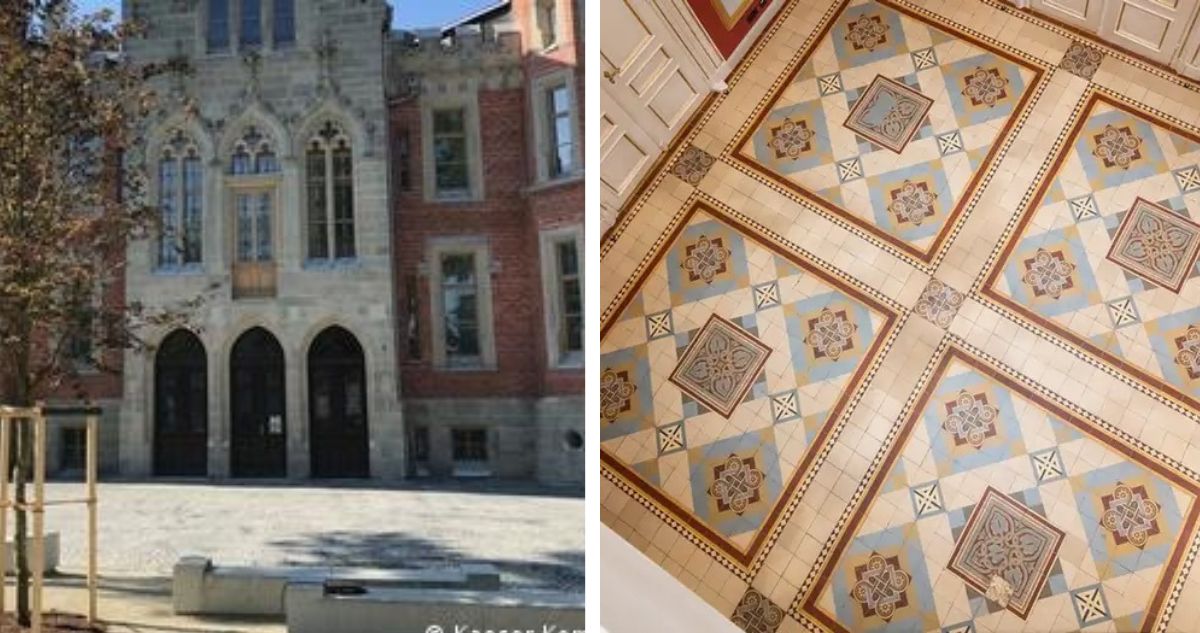Castillo Ketschendorf con baldosas córdova chilenas en Alemania