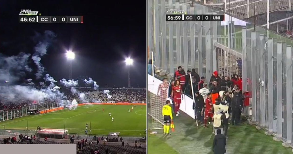 Fuegos Artificiales obligan a detener duelo amistoso en estadio Monumental en partido de Colo Colo.