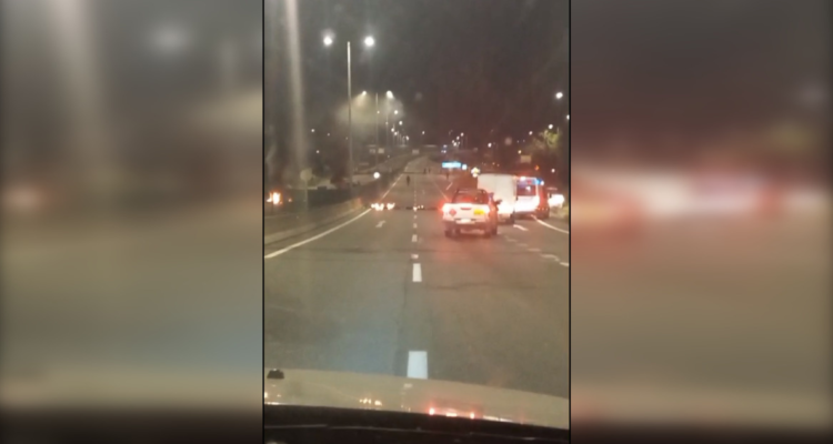 Corte de ruta en Colcura