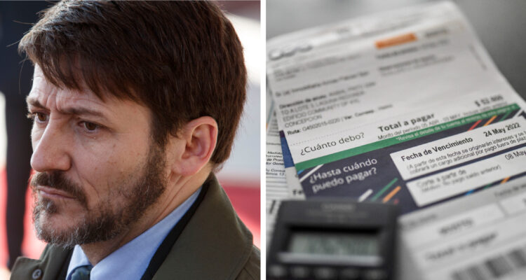 imagen contexto del ministro de energía, Diego Pardow, y una boleta de cuenta de luz