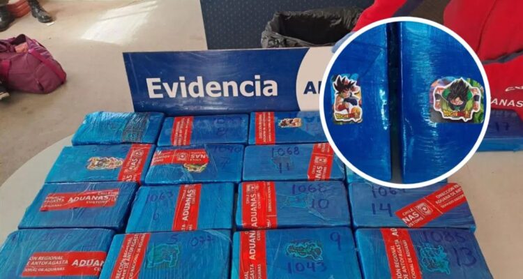Detienen a mujer con 17 paquetes de cocaína marcados con logos de “Dragon Ball” en Antofagasta