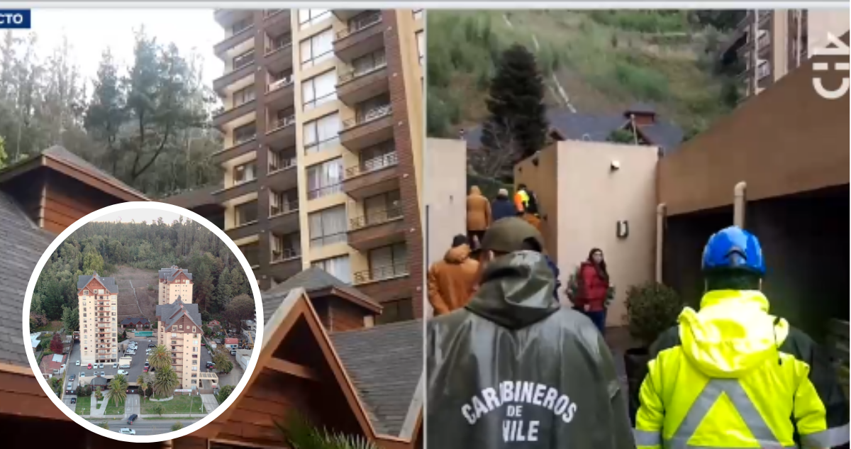 Capturas de CHV del edificio Millaray en San Pedro de la Paz y miniatura referencial de la estructura