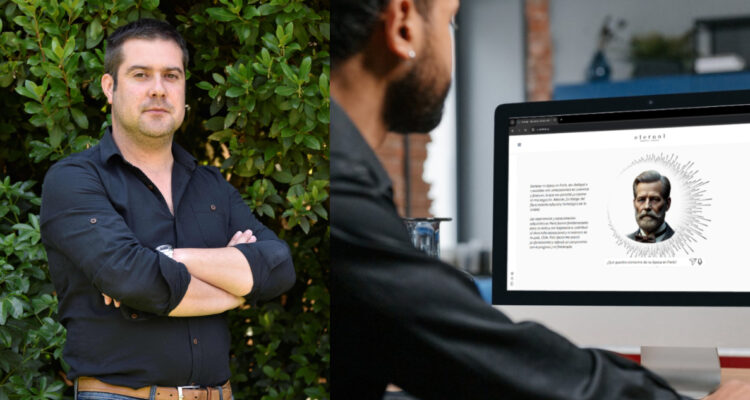 A la izquierda Edmundo Casas y a la derecha, Eternal, la IA donde puedes dejar una versión “eterna” de ti