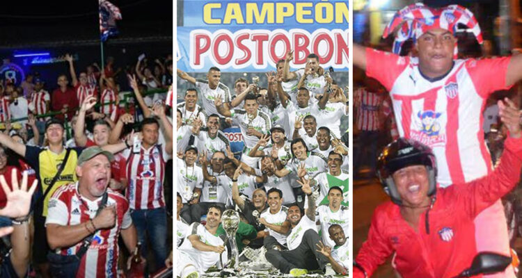 Junior de Barranquilla celebrando el título que, en verdad, siempre fue de Atlético Nacional.