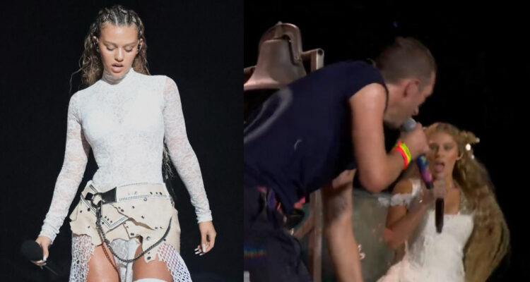 Elyanna cantando junto a Chris Martin en Glastonbury