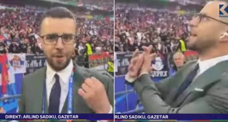 Periodista respondió con águila bicéfala a los hinchas de Serbia y desató polémica en Eurocopa