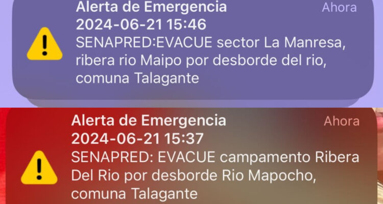 Senapred pide evacuar sectores de Talagante y Tiltil por desborde del río Mapocho y Estero Polpaico