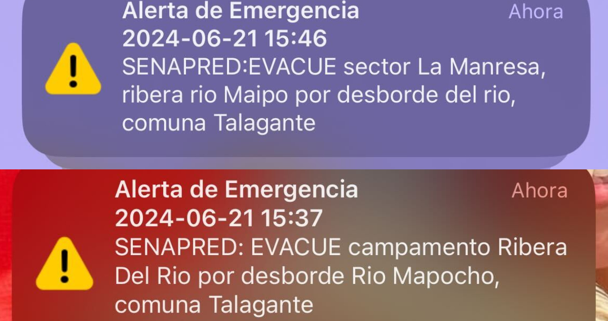 Senapred pide evacuar sectores de Talagante y Tiltil por desborde del río Mapocho y Estero Polpaico