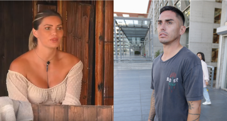 Faloon Larraguibel en reality ¿Ganar o servir? (izquierda) y Jean Paul Pineda a la salida de tribunales por denuncia de VIF
