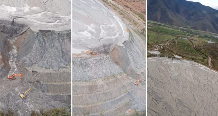 fotografías aéreas de la zona de relaves afectada