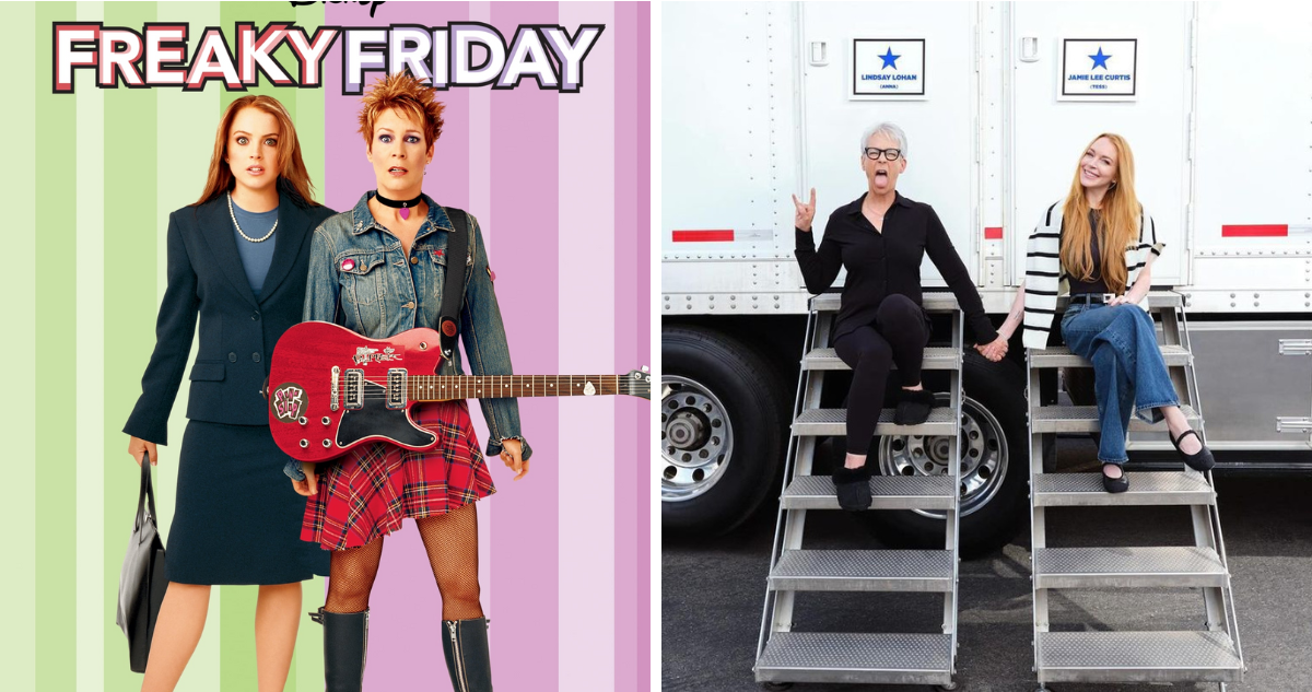 Lindsay Lohan y Jamie Lee Curtis en Un viernes de locos (izquierda) y en nueva secuela (derecha)
