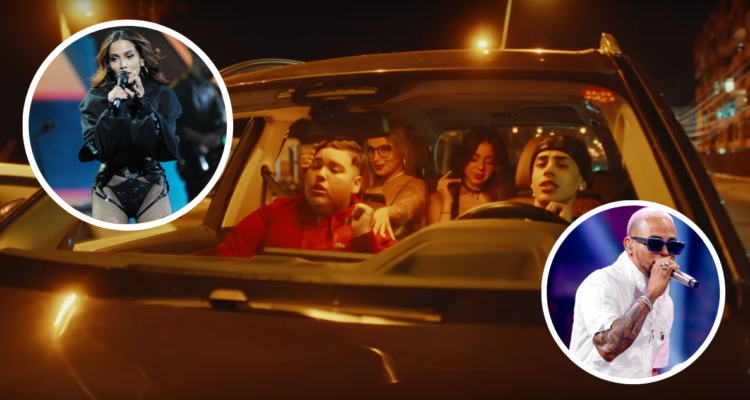 Captura del video de “Gata Only” de Cris MJ y Floyy Menor, además de miniaturas de Anitta y Ozuna