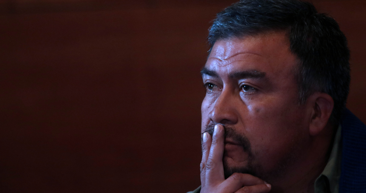 Imagen de Héctor Llaitul en contexto de su huelga de hambre líquida