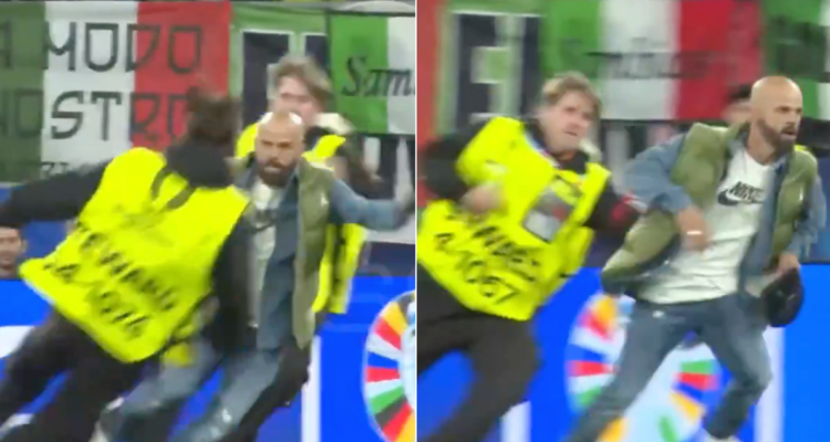 Hincha ingresó al Italia-Albania y eludió a los guardias del partido en la Eurocopa.