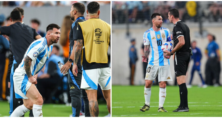 Lionel Messi conversando con Andrés Matonte Chile Argentina