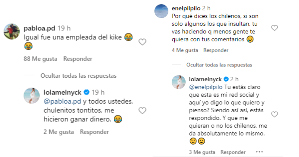 Lola Melnyck sacó ronchas nuevamente por dichos contra chilenos: "Tontitos, me hicieron ganar dinero"