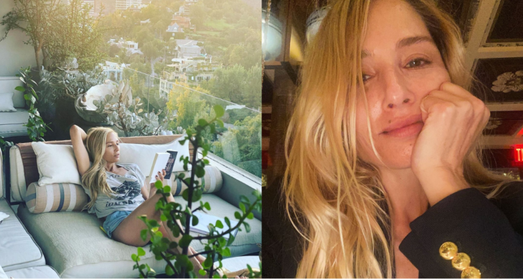 Mane Swett en su departamento (izquierda) y en foto compartida en su cuenta de Instagram (derecha)