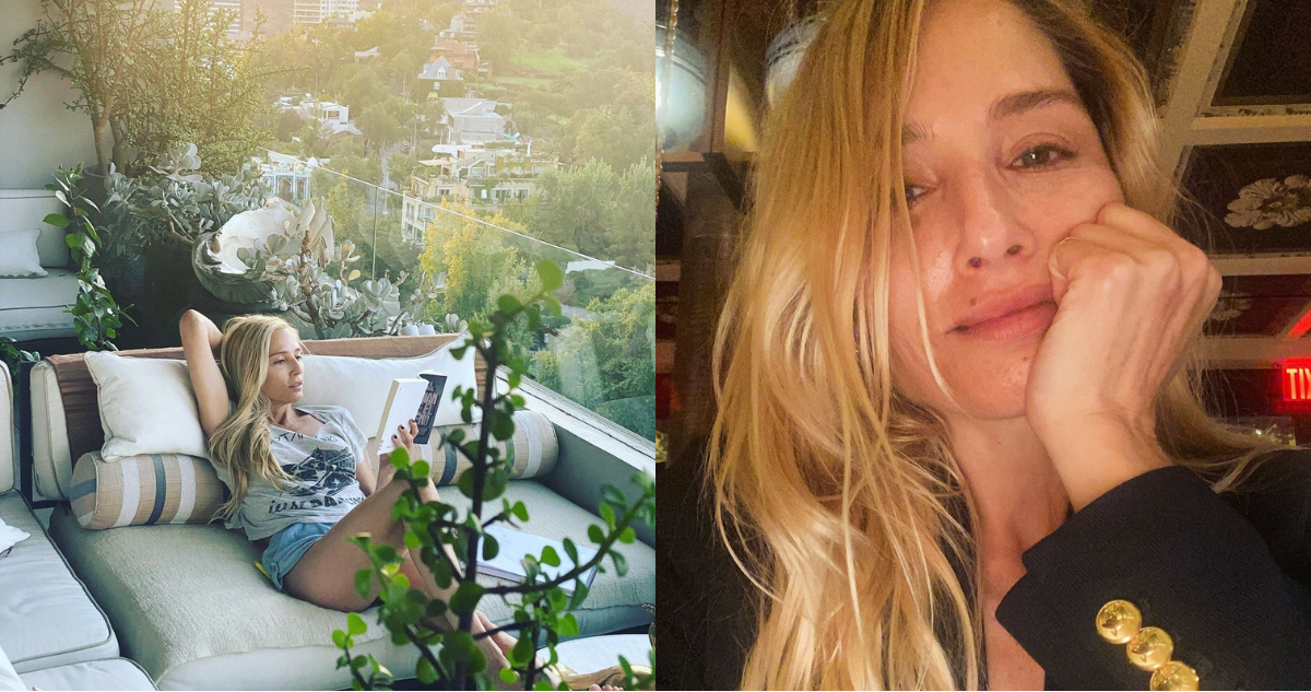 Mane Swett en su departamento (izquierda) y en foto compartida en su cuenta de Instagram (derecha)