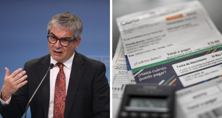 imagen archivo del ministro Mario Marcel y una boleta de luz