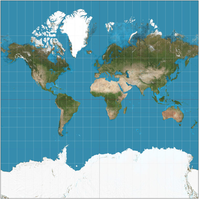 Mapa en proyección Mercator 