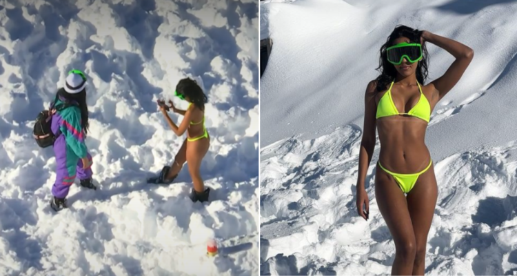 Modelo en bikini con -6 grados en Farellones