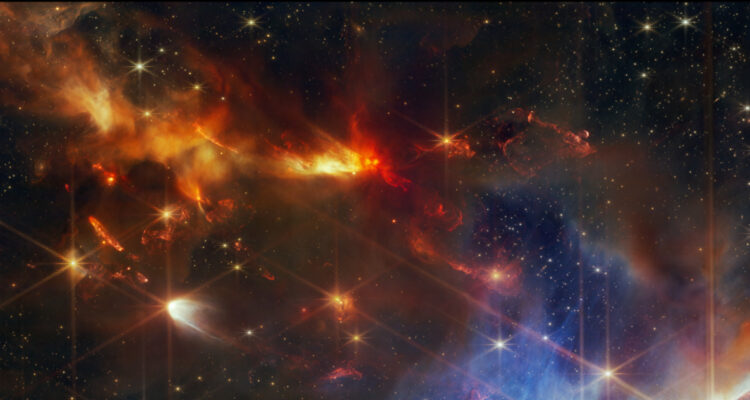 Flujos protoestelares captados en la Nebulosa Serpens por el telescopio James Webb