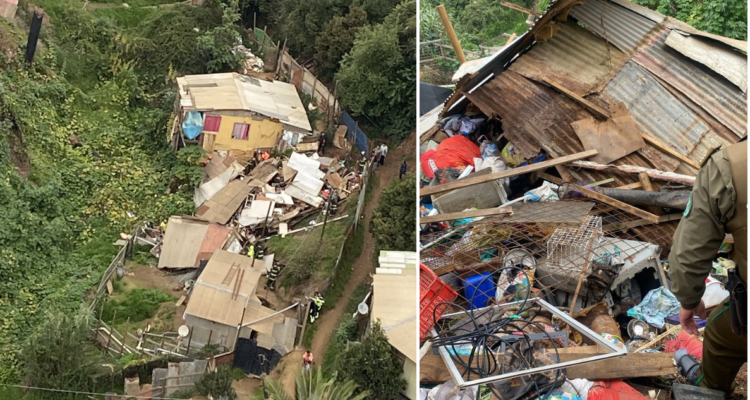 Reportan derrumbe de una vivienda en Viña del Mar: hay una persona atrapada