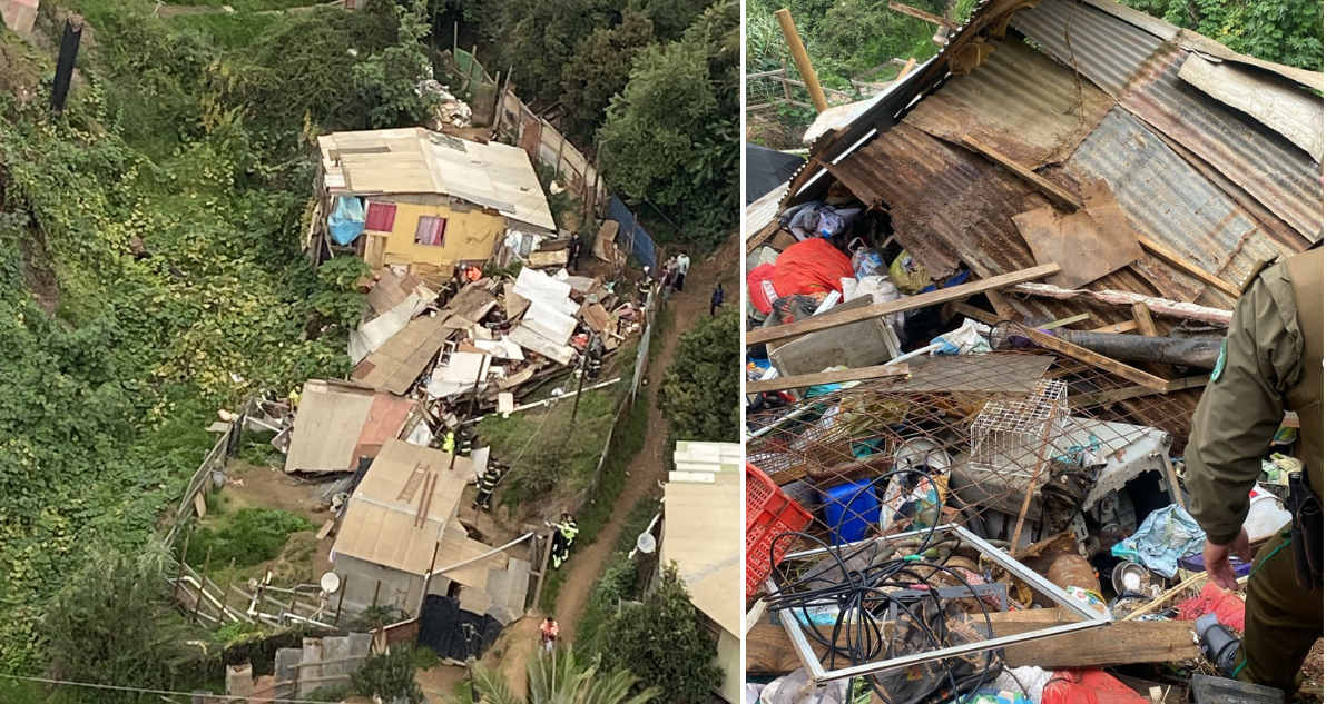 Reportan derrumbe de una vivienda en Viña del Mar: hay una persona atrapada