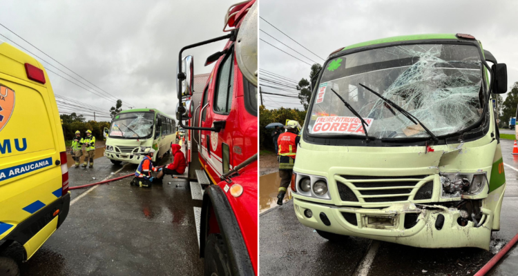 15 personas resultan heridas tras violento choque entre buses en Padre Las Casas
