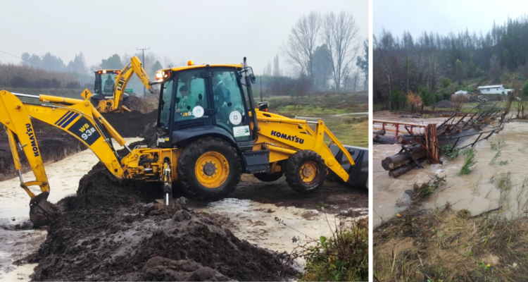 Desborde de 6 esteros en Santa Juana deja decenas de casas anegadas y al menos 2 puentes colapsados