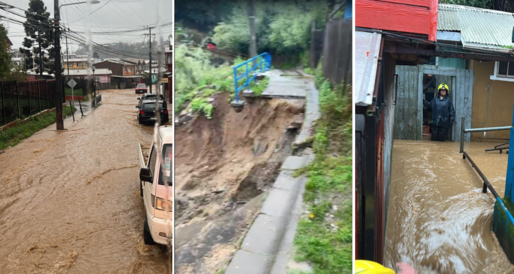 Lota: desborde de estero, viviendas inundadas y desprendimientos de tierras marcan jornada de lluvias