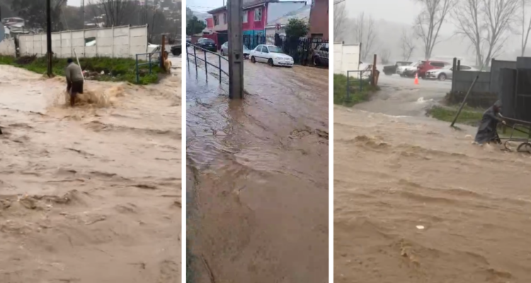 Colapso de canal Julio Rivas causa estragos en Lota: calles convertidas en ríos y masivas inundaciones